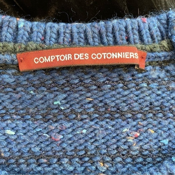 Comptoir des Cotonniers Wool Alpaca Blend Blue Stripe Cozy Sweater Top Sze Small - Picture 7 of 12